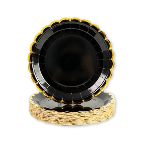 AHPYEUHK 50 Pcs 7 Inch Gold Paper Plates Cover