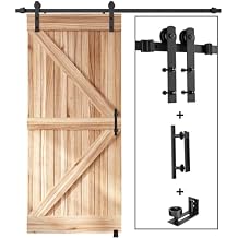 EaseLife 6.6 FT Sliding Barn Door Track and Handle Hardware Kit, Straight Pulley,Slide Smoothly Quietly,Easy Install 6.6FT Track Kit for 36"40" Wide Single Door