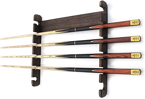 Support mural horizontal en bois marron pour queues de billard