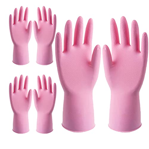 BAMFY Reutilizable Guantes Limpieza 3 Pares Guantes Fregar for Jardinería, Limpieza, Y Tareas del Hogar Guantes De Cocina, Lavar Los Guantes (Color : Pink, Size : M)
