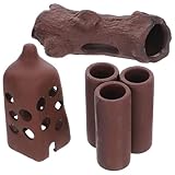 DIYEAH 3 Stück Aquarium Dekorationsornamente aus Violetter Sandkeramik mit Einzigartigem Höhlendesign für Fische und Garnelen zur Zucht und Aquascaping im Fischtank