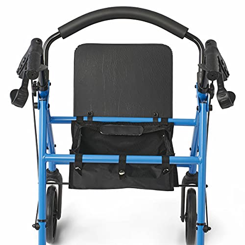 Medline Standard Steel Folding Rollator Adult Walker With 8" Wheels, Supports Up To 350 Lbs, Light Blue #TOP4