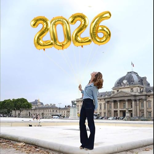 Image of TONIFUL 2026 Graduation Balloons 42Inch Gold 2026 Number Balloons Aluminum Foil Mylar Balloons for New Year Eve Graduation Decorations Class of 2026 Christmas Anniversary 2026 Grad Party Supplies