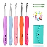 Yarniss Large Ergonomic Crochet Hooks Set 6.5mm 7.0mm 8.0mm 9.0mm 10.0mm, Big Crochet Hooks for Chunky Yarn(5 Size)