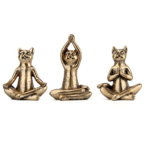 Smadeer Yoga Cat Statues for Home Decor Accents,Yoga Pose Figurine