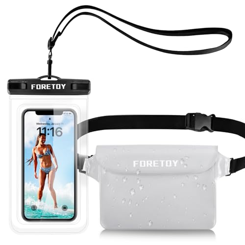 FORETOY wasserdichte Tasche wasserdichte Handyhülle wasserdichter Beutel Unterwasser wasserfeste Bauchtasche Schutzhülle mit IPX8 Handytasche für Wassersport Schwimmen Bootfahren Strand usw