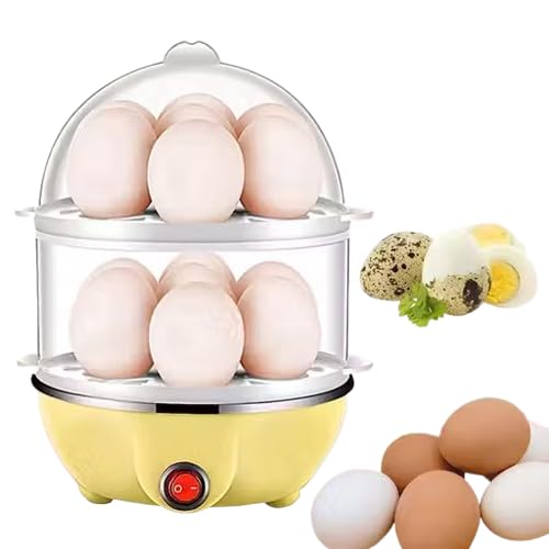 Double Layer Egg Boiler Electric Automatic off 14 Egg Poacher for Steaming, Cooking, Boiling and Frying, Multicolour, 400 Watts Color Yellow-image-23