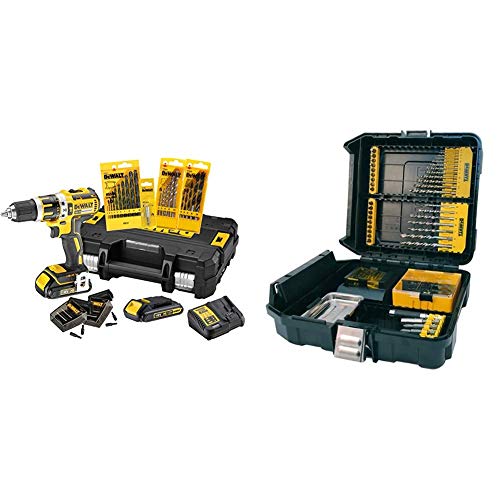 XR Akku-Schlagbohrschrauber Set DCK795S2T (1 x Schlagbohrer Li-Ion 18 V) + Maxisafe-Zubehörkoffer XL (63-tlg. Set, Bits 25 mm, Bits 50 mm und