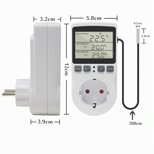 KETOTEK Prise Thermostat avec Sonde, Regulateur de Temperature 220V – vue 4