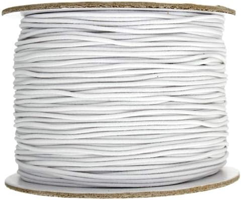 John Bead 100 Yard 1MM White Width Elastic Cord Heavy Strength High Elasticity Knit for Sewing, Mask, DIY Crafts, Beading, Beadspread
