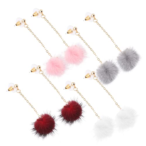 Pendientes de gato con bola de pelo pendientes colgantes para mujer pack de 4