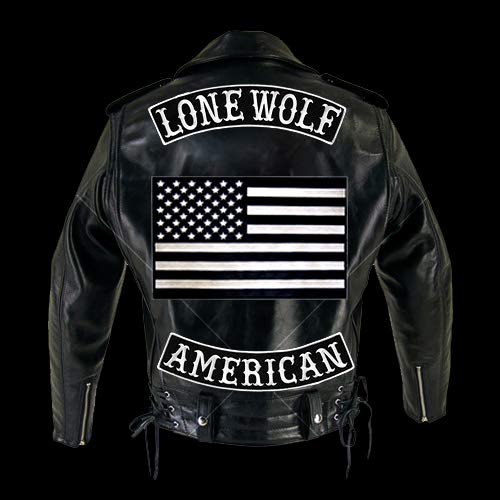 Vegasbee American Embroidered Iron-On Patch Biker Jacket Rider Vest Bottom Rocker 12" Usa (Black-White) #TOP5