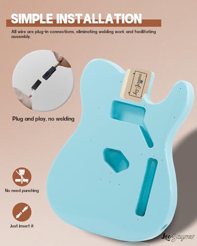 Image of Leo Jaymz DIY TL Style Electric Guitar Kits,Spray-painted Mahogany Body,Maple Neck, including all Components (TL Sonic Blue New)