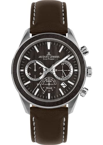 Montre Jacques Lemans 1-2115C Eco Power Wood étanche 10ATM montre analogique 44mm