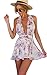 Moxeay® Sexy Floral Printing Halter Straps Cross Jumpsuit Backless Chiffon Romper