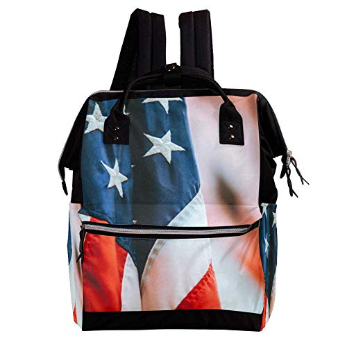 TIZORAX Bandera Americana Pañal Mochila de Gran Capacidad Bolsa de Bebé Multifunción Bolsas de Pañales Viajes Mamá Mochila para Cuidado del Bebé