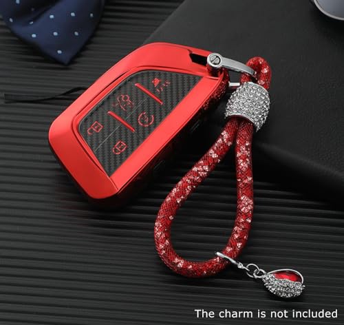 Image of iJDMTOY Red Chrome Finish Full Coverage TPU Key Fob Protective Case Compatible with 2020-up Cadillac CT5 CT6 XTS XT4 XT5 ATS, etc
