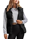 Tanming Black Puffer Vest Women Zip Up Lightweight Sleeveless Winter Outerwear Vests with Hood (-Black-M)