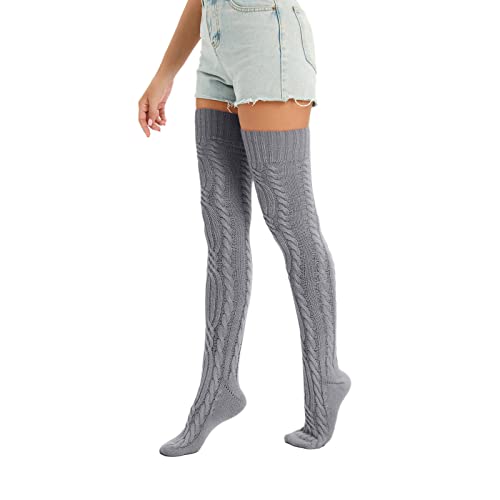 Image of Sexybody Women's Thigh High Socks Over the Knee Knit Socks, Winter Leg Warmers Stockings Knee High Tube Arctic Fleece