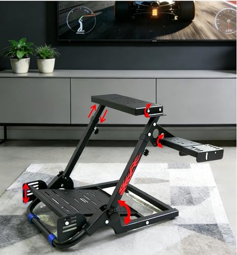 Qvwzd Racing Wheel Stand Foldable Height Adjustable Steering Wheel Stand Portable Racing Simulator Cockpit Metal Frame Universal Fit for Logitech G29 G920 G923 G27 G25 Thrustmaster T300RS T248 T150 T500 Xbox PS4 PS5 PC Square Tube Stand by QVWZD - Image 5