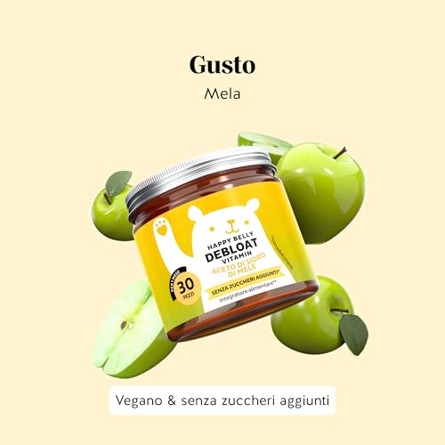 Happy Belly Debloat Caramelle Gommose Gut – Apporta 7500Mg Di Aceto Di Mele In Tutto Il Programma, Vitamina B6, B12 – 30 Pezzi (1 Mese) – Senza Zuccheri Aggiunti, Vegano – Bears With Benefits - 5