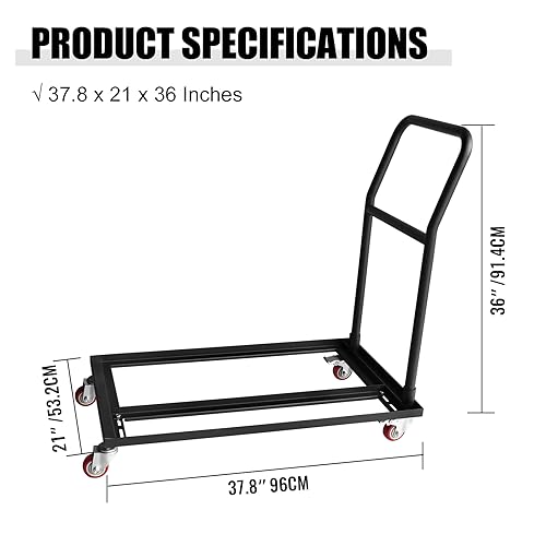 Chariot à roulettes pour chaises pliantes de rangement noir
