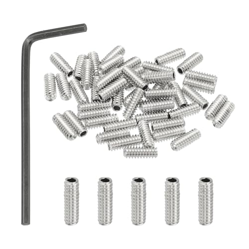 PATIKIL #10-24x1/2' Tornillos Ciegos De Copa Con Hexágono Interno, 50 Pcs 304 Acero Inoxidable Tornillos De Ajuste Con Punto De Copa Y Llave Para Manijas De Puerta Accesorios De Baño