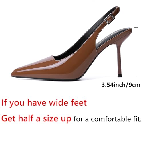 Image of RIBONGZ Sexy Slingback Pumps Elegant Dressy Heels for Women Closed Toe Pointy High Heels Wedding Bride Prom Party Evening Shoes