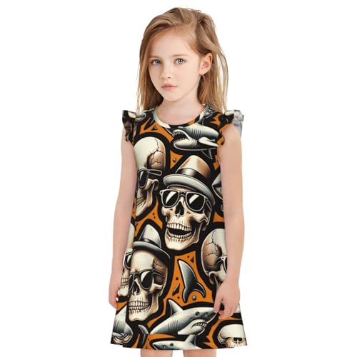 Augenstern Flutter Sleeve Nightgown Hipster-Cool-Shark-Skull Soft Sleepwear Nightdress3