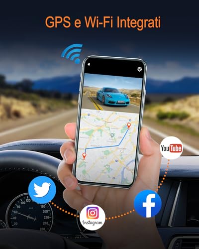 Lamtto 4K+1080P Dash Cam Auto, Wifi E Gps, Doppia Telecamera Per Auto, Dashcam Ips 3.16" Con Scheda Sd 64G, Monitor Di Parcheggio, Visione Notturna, Sensore G, Controllo App, Rilevamento Del Movimento - 4