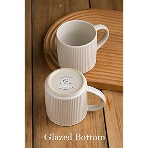 famiware Coffee Mug Set for 4 Star 12 oz Catering Mugs Cup Set with Handle for Coffee Tea Cocoa Milk Ceramic Stoneware Drinkware Set Matte White
