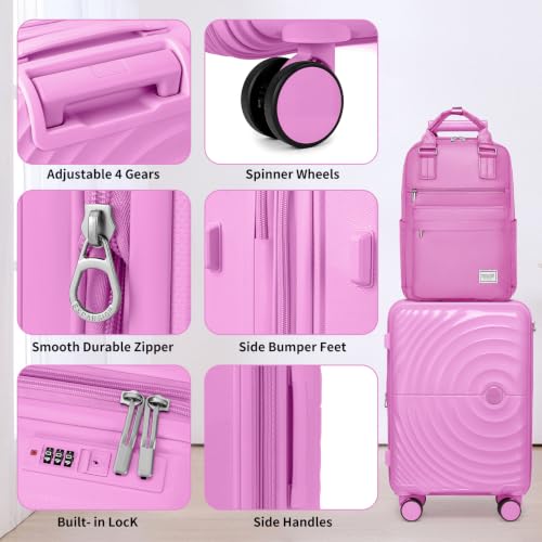 Image of LARVENDER Luggage Sets 3 Piece Set Suitcase Hardshell Expandable Carry On | ABS+PC, Suitcase Set for Women, Spinner Wheels, Durability, Lightweight, Telescopic Handle, Family Travel Luggage Set