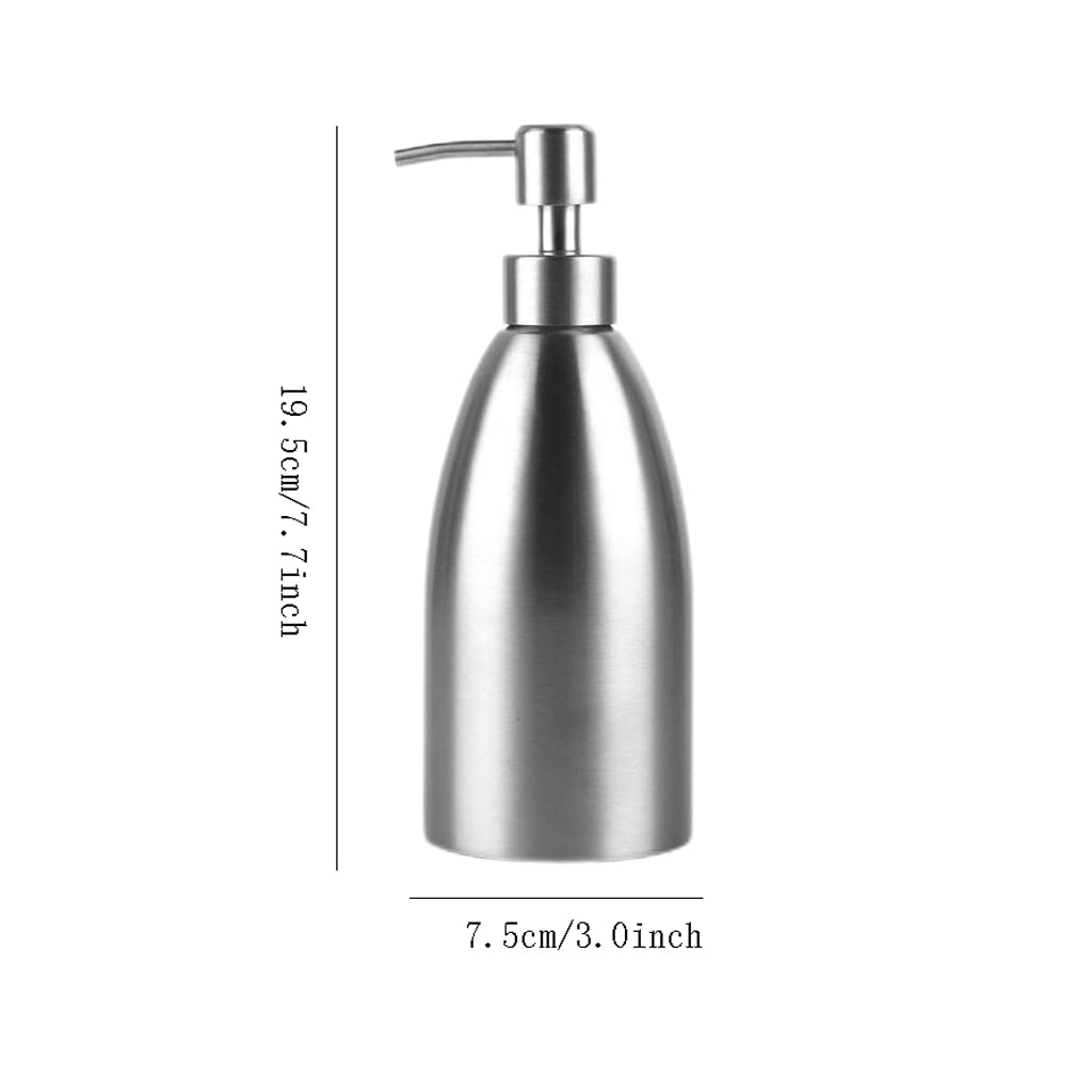 Recargable Dispensador de jabón para encimera de Acero Inoxidable 304, para Cocina, baño y encimera, loción para Platos de Mano, 500 ml/16,9 oz, Plateado Dispensadores