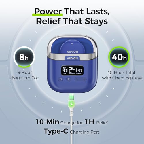 Image of AUVON Wireless 24 Modes TENS Unit Muscle Stimulator for Pain Relief, 6 Pads | Rechargeable EMS Massager, Smart Pocket-Size TENS Machine, Drug-Free Pain Relief for Neck, Back & Shoulder, 6 Premium Pads