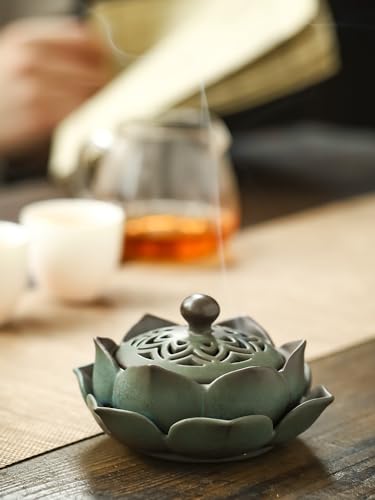 Brûleur d'encens antique lotus en céramique style chinois