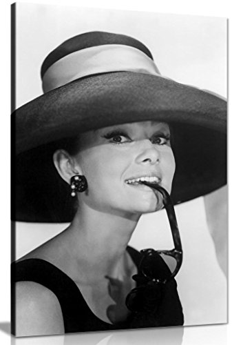 Kunstdruck auf Leinwand, Motiv Audrey Hepburn mit Sonnenbrille, 76,2 x 50,8...