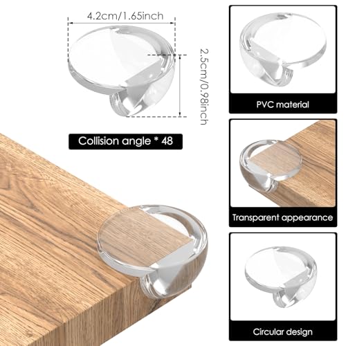 Image of 48PCS Table Corner Protectors Self Adhesive Table Corner Guard for Baby Safety, Clear Corner Covers for Baby Proof Corner Bumpers Cushion