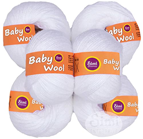 Image of 100% Acrylic Wool White 10 Pc Baby Wool 4 ply Wool Ball Hand Knitting Wool /Art Craft Soft Fingering Crochet Hook Yarn-Fart-HG