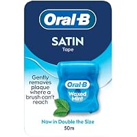 Oral-B Satin Tape Floss, Removes Plaque, Waxed Dental Floss for Tight Spaces, for a Fresh, Clean Feeling, Mint Flavour 50m Roll