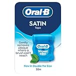 Oral-B Satin Tape Floss, Removes Plaque, Waxed Dental Floss for Tight Spaces, for a Fresh, Clean Feeling, Mint Flavour 50m Roll