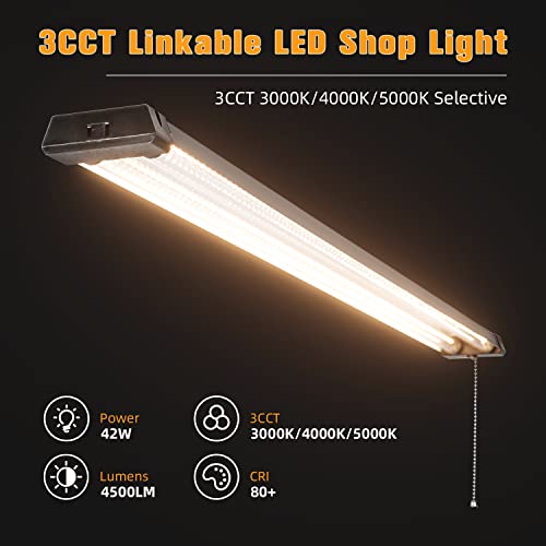 Linkable Led Shop Light 4Ft,3Cct 3000K/4000K/5000K Selectable,Led Shop Light,4500Lm Super Bright,3Color Temperatures With Memory Function,4Ft Led Shop Light For Garage,Workshop,Warehouse,Shop,6 Pack #TOP2