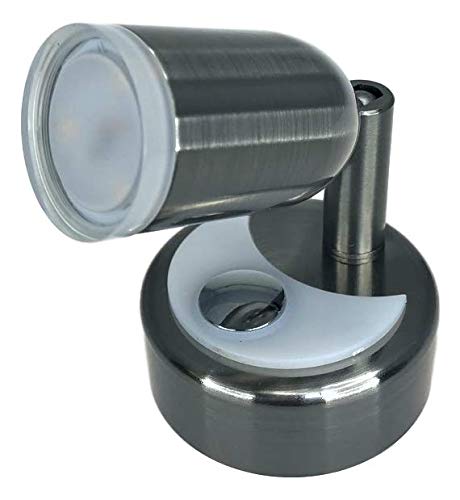 Pactrade Marine Boat RV Auto Warm White LED Adjustable Swivel Neck Joint Satin Nickel Aluminum Reading Light 10-15V 2W Touch Switch Non-Magnetic Blue Night Light (2)