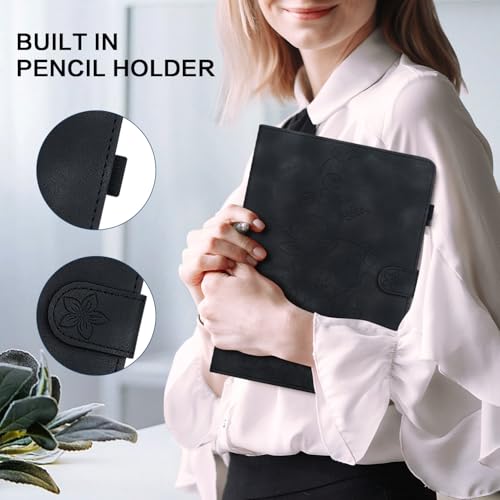Coque Samsung Galaxy Tab S8 S7 antichoc en simili cuir embossé lys noir - 4