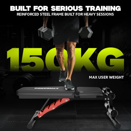 Image of PowerMax Fitness PUB-036D Dumbbell Bench, Heavy-Duty Steel Frame | Max Weight 350 kg | Compact Home Gym Strength Training | Ideal for Dumbbell Press & Full Body Workouts