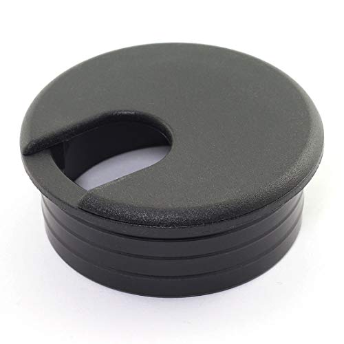 Hj Garden 2Pcs 1-3/4 Inch Desk Wire Cord Cable Grommets Hole Cover For Office Pc Desk Cable Cord Organizer Plastic Cover Black #TOP6