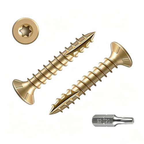 Image of Wensilon #6 * 3 /4 inch Yellow Deck Screws, (pcs) 5 lbs Exterior Wood Screws, Rust Resistant Epoxy Coated,Star Bit.