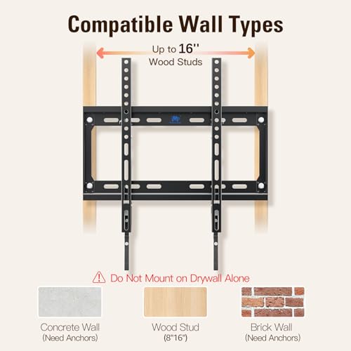 Image of Mounting Dream Tilting TV Mounts for Most 26-60 Inch LED, LCD TVs up to VESA 400 x 400mm and 88 LBS Loading Capacity, TV Wall Mount with Unique Strap Design for Easily Lock and Release MD2268-MK