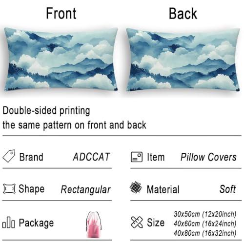 Fundas cojines rectangular de terciopelo azul con paisaje regalo decoracion 7