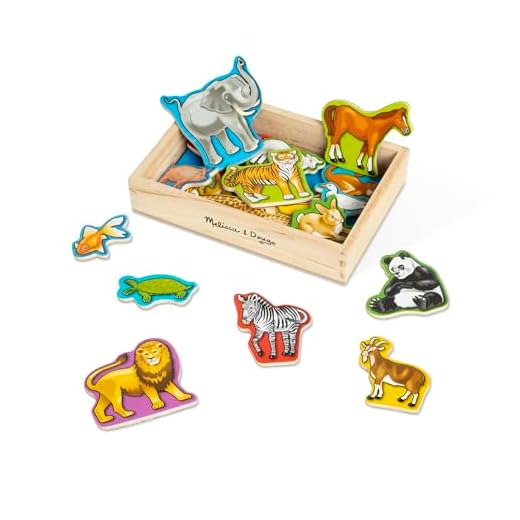 Melissa & Doug Djurmagneter i trä | Utvecklingsleksak | Kognitiv förmåga | Magneter för barn | 2+ | Present till flicka eller pojke