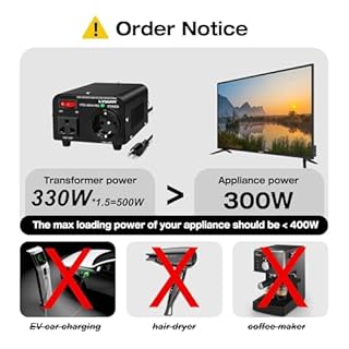 Cantonape Transformateur de tension 500VA, 230V vers 110V / 110V vers 230V Convertisseur de tension 500W